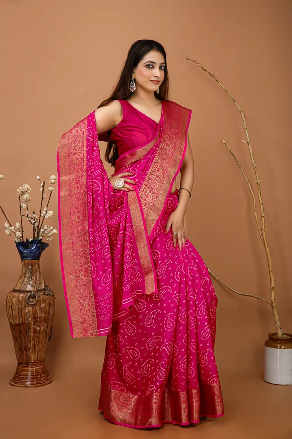 Ragreeti_Lifestyle_Printed_Bandhani_Silk_Blend_Saree,_Woven_Zari_Border,_Bollywood_Style,_Magenta_Pink