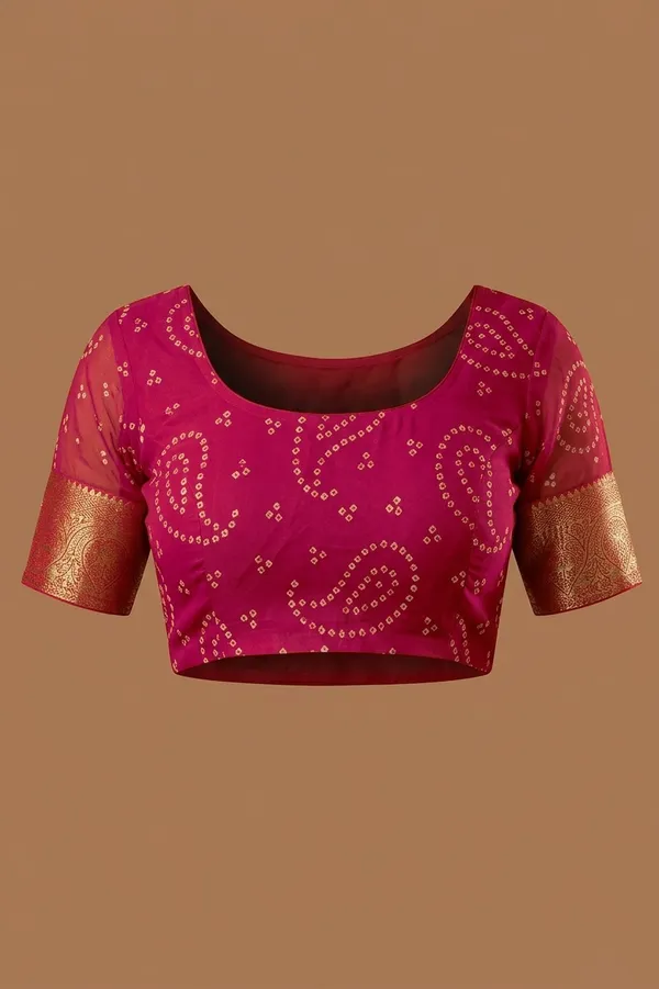 Ragreeti_Lifestyle_Printed_Bandhani_Silk_Blend_Saree,_Woven_Zari_Border,_Bollywood_Style,_Magenta_Pink