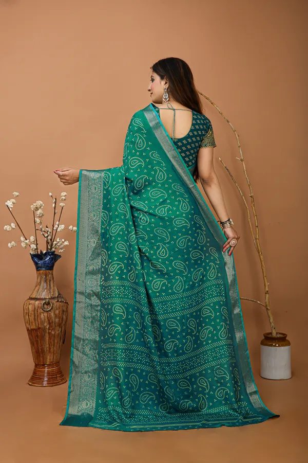 Ragreeti_Lifestyle_Printed_Bandhani_Silk_Blend_Saree,_Woven_Zari_Border,_Bollywood_Style,_Teal_Green