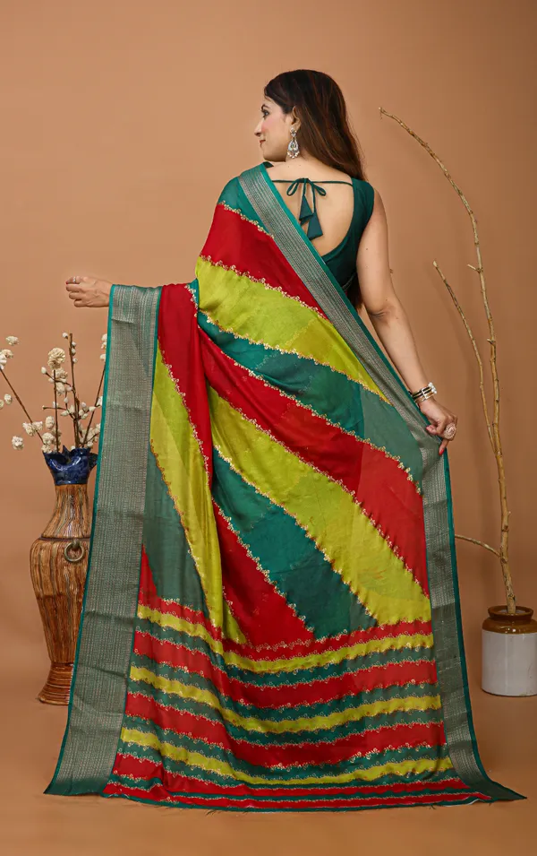 Ragreeti_Lifestyle_Emerald_Green_And_Red_Georgette_Cotton_Silk_Saree_-_Traditional_Temple_Border_Bollywood_Style_Printed_Saree_For_Mehendi