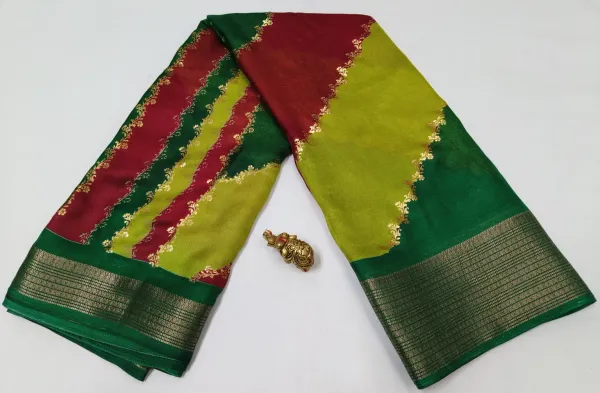 Ragreeti_Lifestyle_Emerald_Green_And_Red_Georgette_Cotton_Silk_Saree_-_Traditional_Temple_Border_Bollywood_Style_Printed_Saree_For_Mehendi