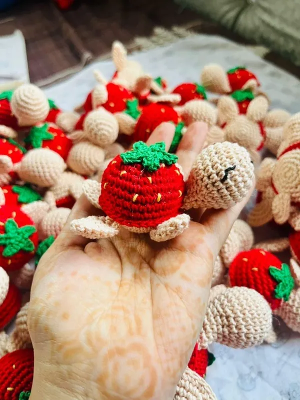 Red_Handmade_Crochet_strawberry_turtle