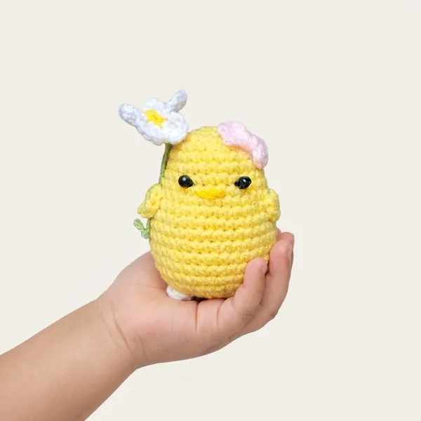 Yellow_Handmade_Crochet_Baby_Chick_With_Flower_Amigurumi_Plush_Toy