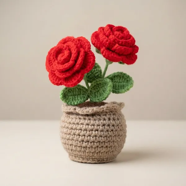 Red_Handmade_Crochet_Flower_Bouquet_With_Vase