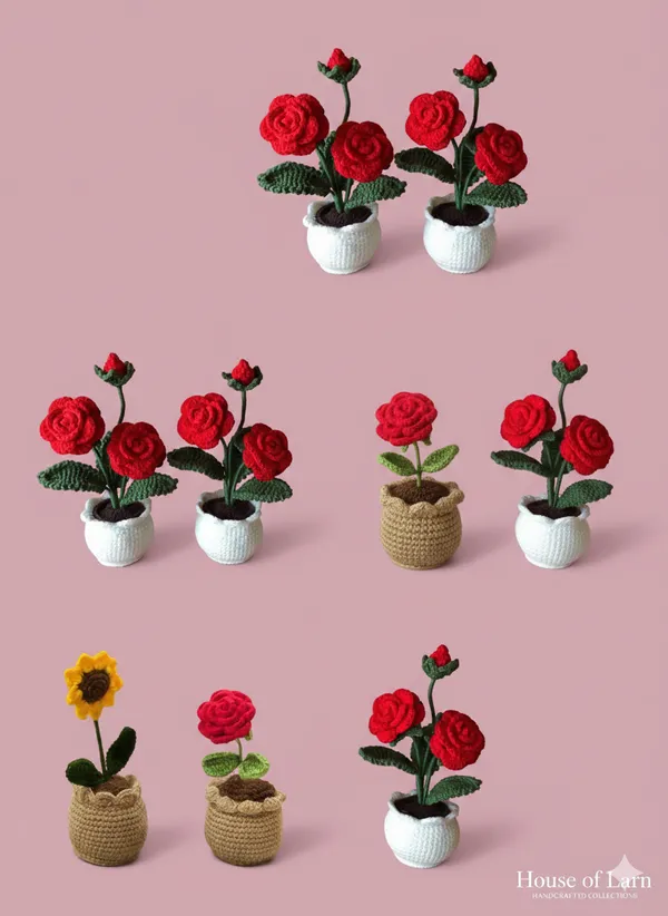 Red_Handmade_Crochet_Plant_Pot_Set_Decorative_desk_Flowers_With_Pot_Pack_Of_3