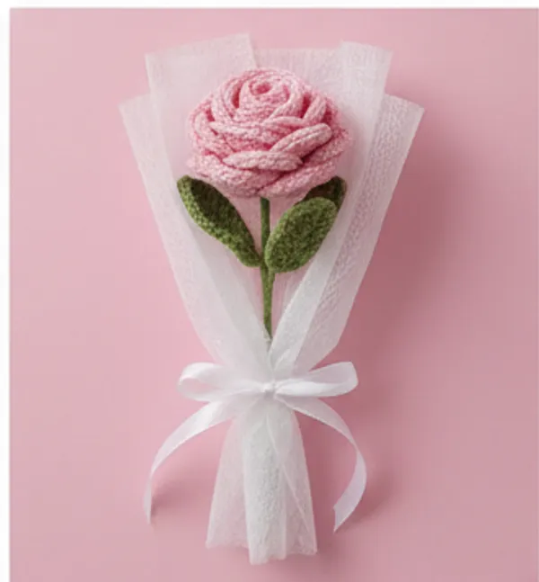 Pink_Handcrafted_Crochet_Flower_Bouquet_Collection_Decorative_Gift