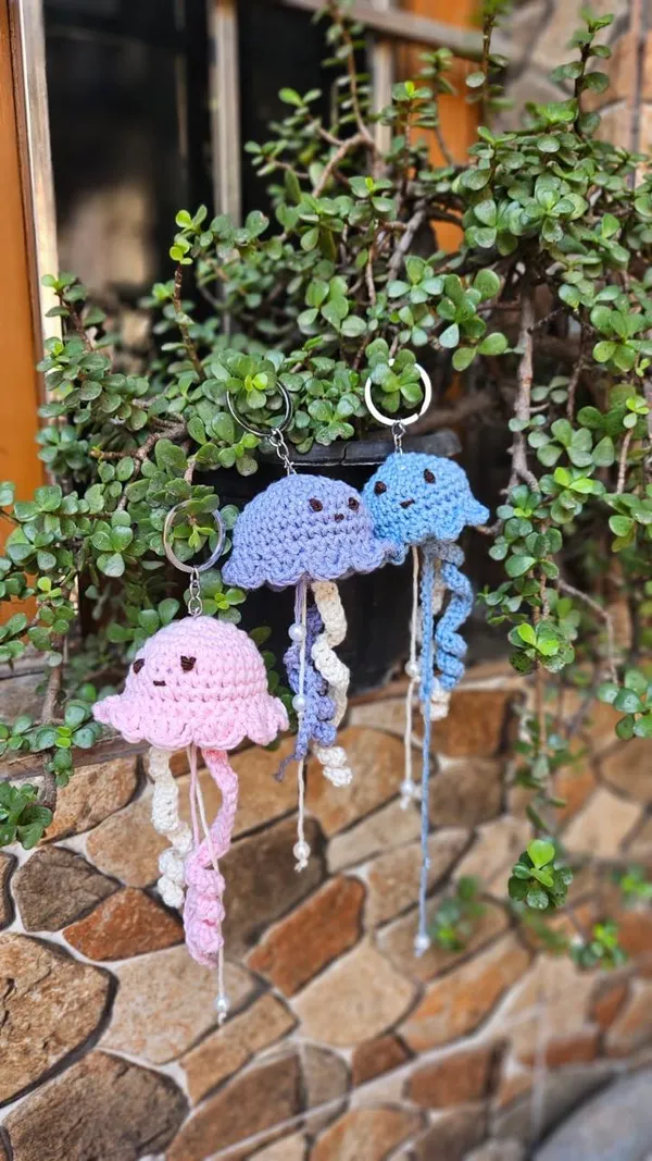 Pink_And_Blue_Handmade_Crochet_Jellyfish_Keychains_Set_Of_3