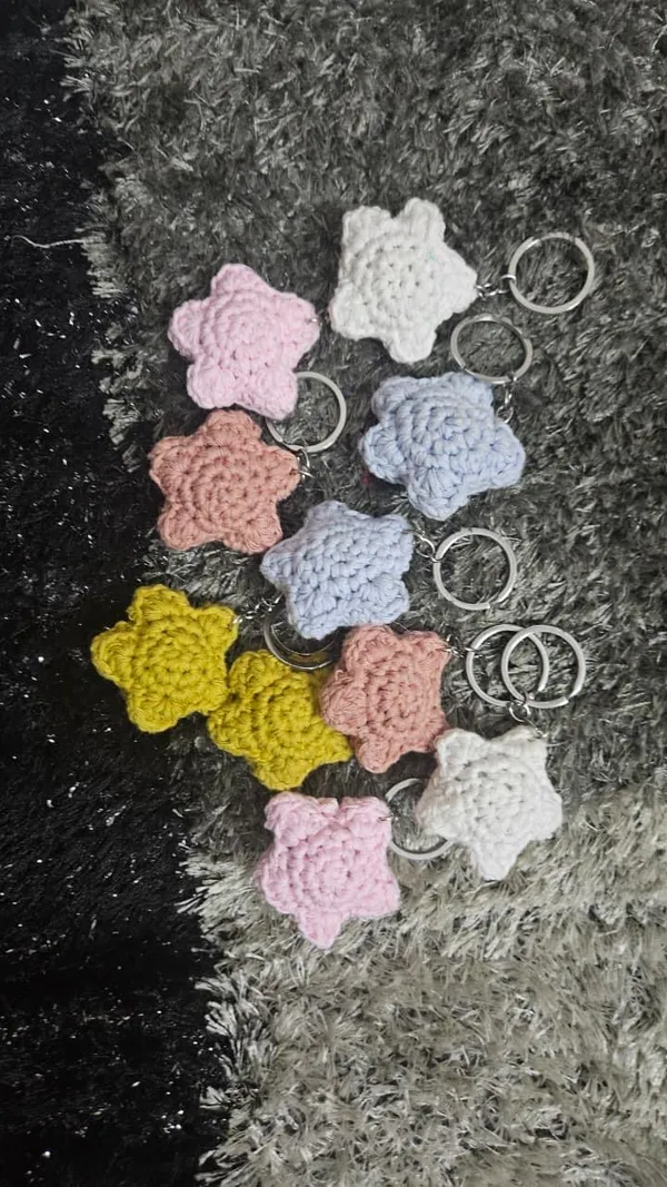 Multicolor_Handmade_Crochet_Star_Keychains_Pack_Of_4