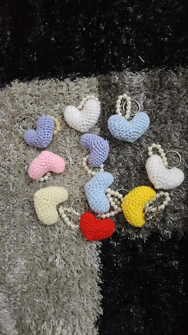 Multicolor_Handmade_Crochet_Heart_Keychains_Pack_Of_10