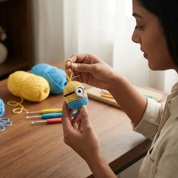 Yellow_Handcrafted_Crochet_Minion_Keychain