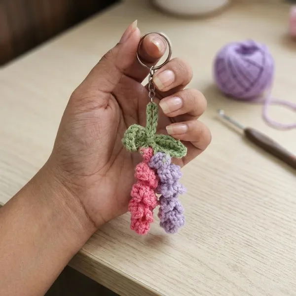 Pink_And_White_Handcrafted_Crochet_Grape_Bunch_Keychain_Set_Pack_Of_2