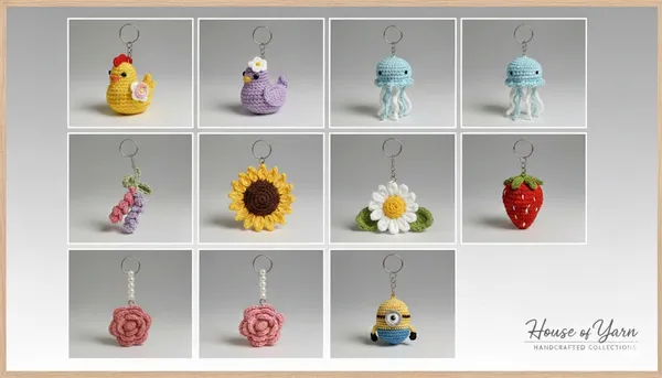 Multicolor_Handcrafted_Crochet_Keychains_Pack_Of_5