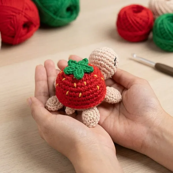 Red_Handmade_Crochet_strawberry_turtle