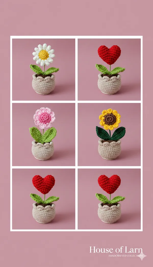 Red_And_Yellow_Handcrafted_Crochet_Flower_Pot_Set_Set_Of_6