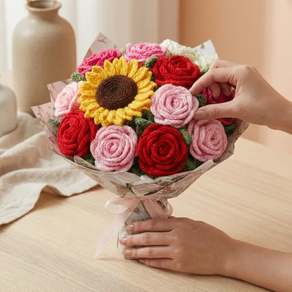Multicolor_Handcrafted_Crochet_Flower_Bouquet_Collection