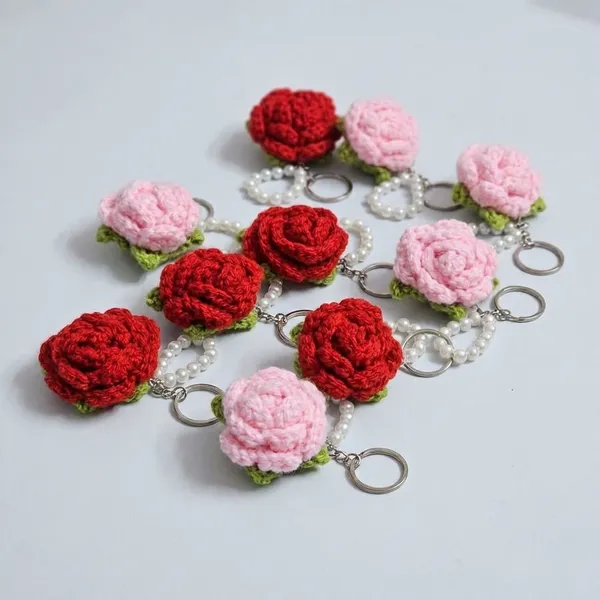 Red_Handmade_Crochet_Flower_Keychain_With_Pearl_Chain_Pack_Of_2