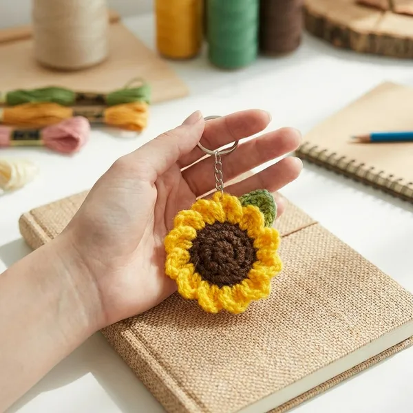 Handmade_Crochet_Flower_Keychains_Sunflower_&_Daisy_Design_Pack_Of_2