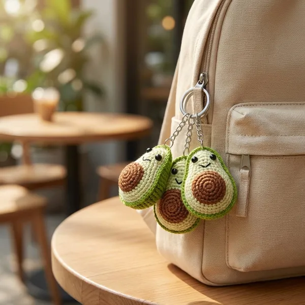 Green_Handmade_Crochet_Avocado_Keychains_Set_Of_5