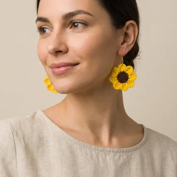 Yellow_Handmade_Crochet_Sunflower_Earrings_Pack_Of_2