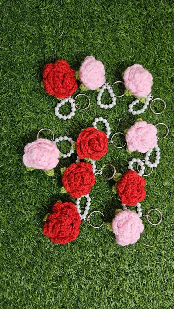 Red_Handmade_Crochet_Flower_Keychain_With_Pearl_Chain_Pack_Of_2