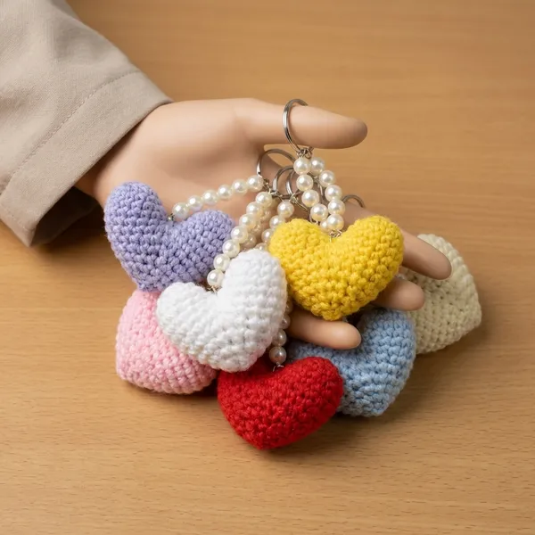 Multicolor_Handmade_Crochet_Heart_Keychains_Pack_Of_10