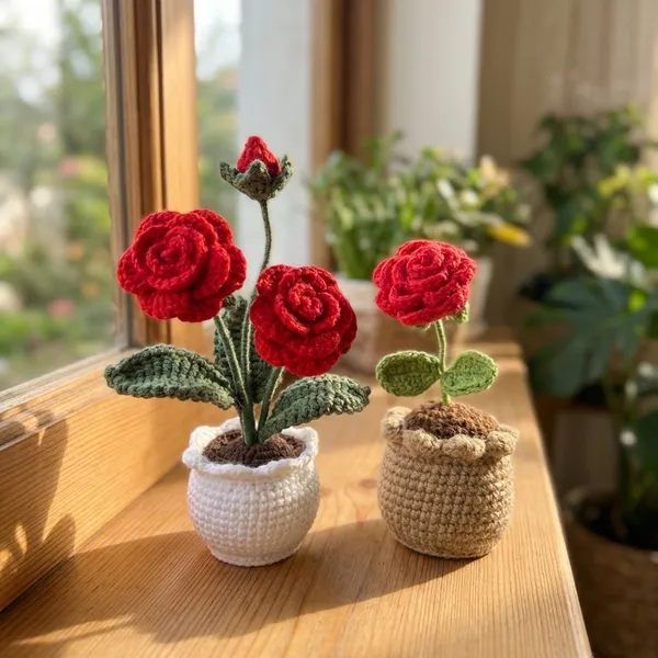 Red_Handmade_Crochet_Plant_Pot_Set_Decorative_desk_Flowers_With_Pot_Pack_Of_3