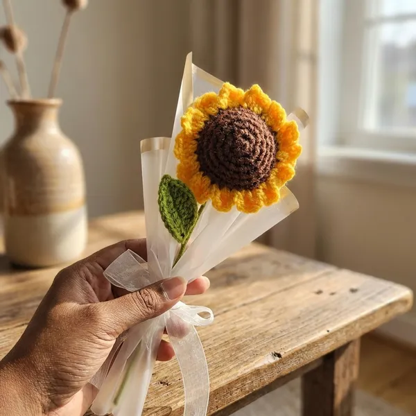 Yellow_Handcrafted_Crochet_Sunflower_Bouquet_With_Ribbon_Wrap