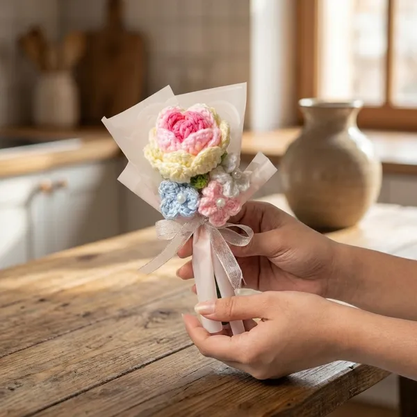 White_Handcrafted_Crochet_Flower_Bouquet