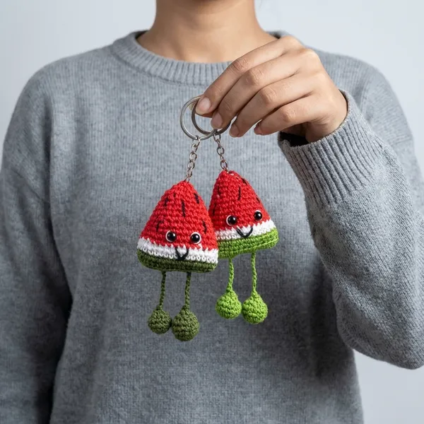 Red_Handmade_Crochet_Watermelon_Keychains_Set_Of_2