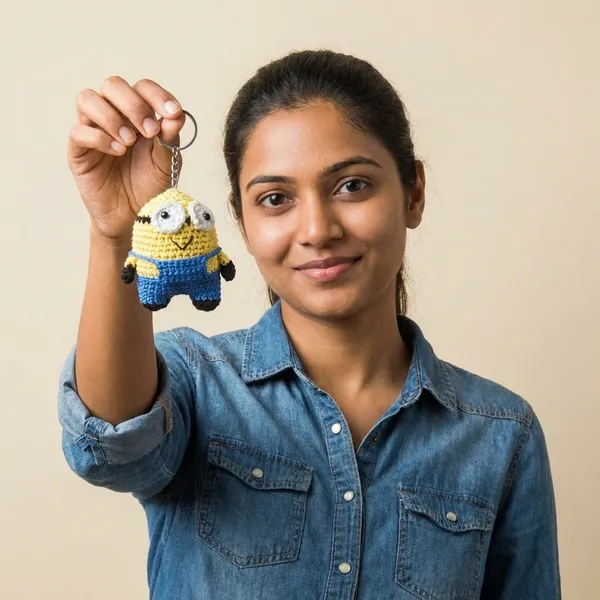 Blue_And_White_Handcrafted_Crochet_Minion_Keychain