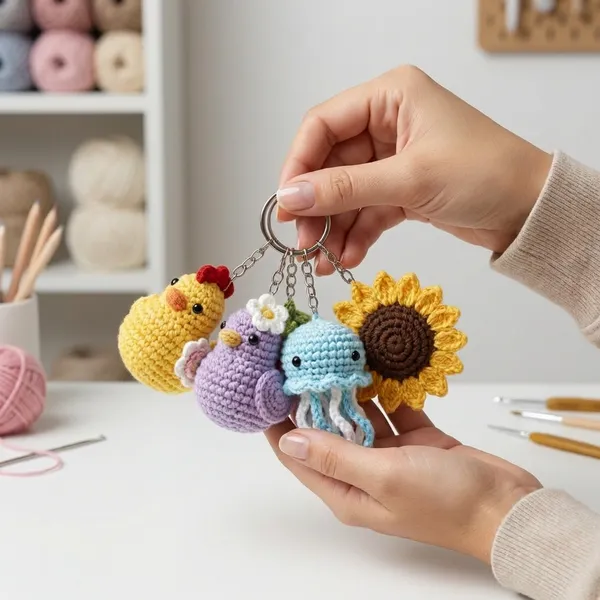 Multicolor_Handcrafted_Crochet_Keychains_Pack_Of_5