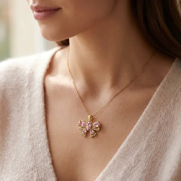 Chamki_Pink_Bow_Necklace