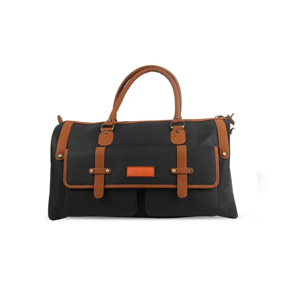 Black_And_Brown_Pu_Duffle_Bag_For_Men_And_Women