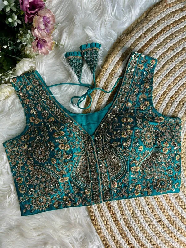 Teal_Italian_Silk_Blouse_For_Women