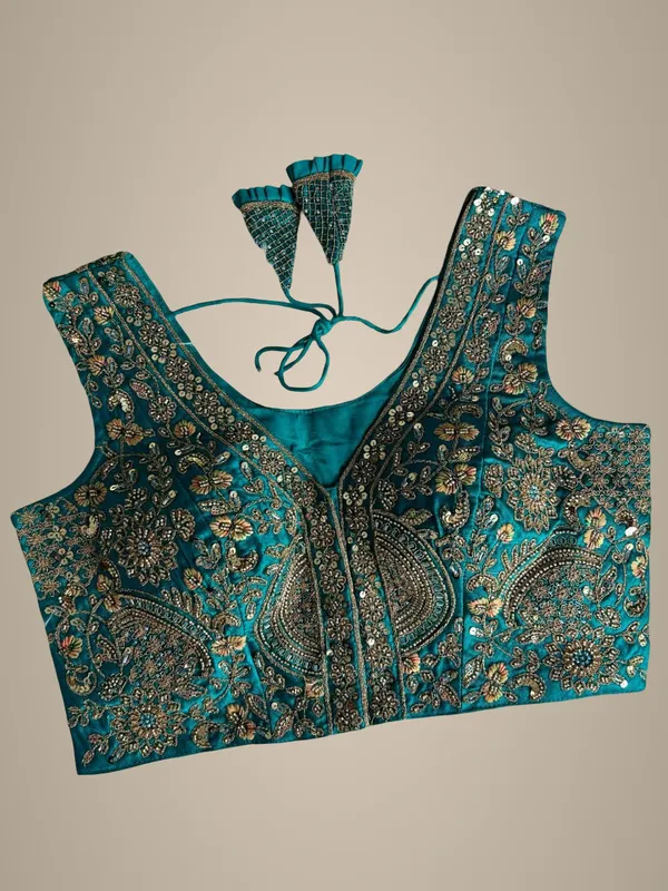 Teal_Italian_Silk_Blouse_For_Women