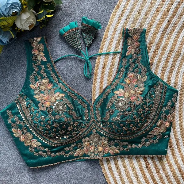 Teal_Italian_Silk_Blouse_For_Women