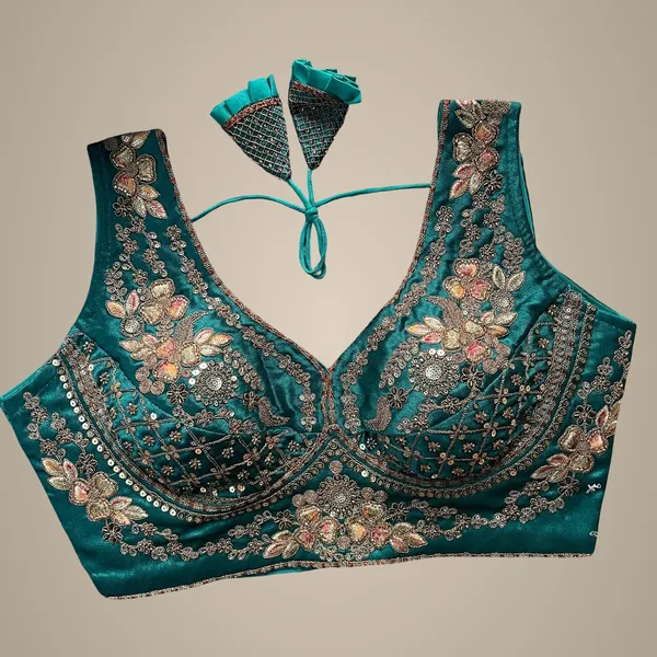 Teal_Italian_Silk_Blouse_For_Women