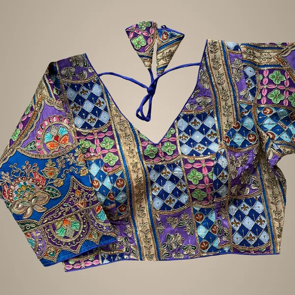 Blue_Natural_Crepe_Blouse_For_Women
