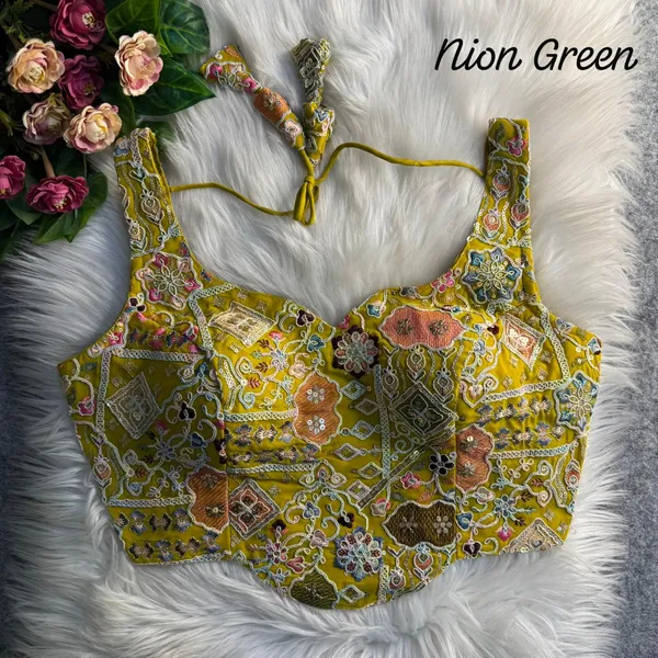 CORSET_STYLE_MULTI_CODDLING_SEQUENCE_WORK_BLOUSE-NEON_GREEN