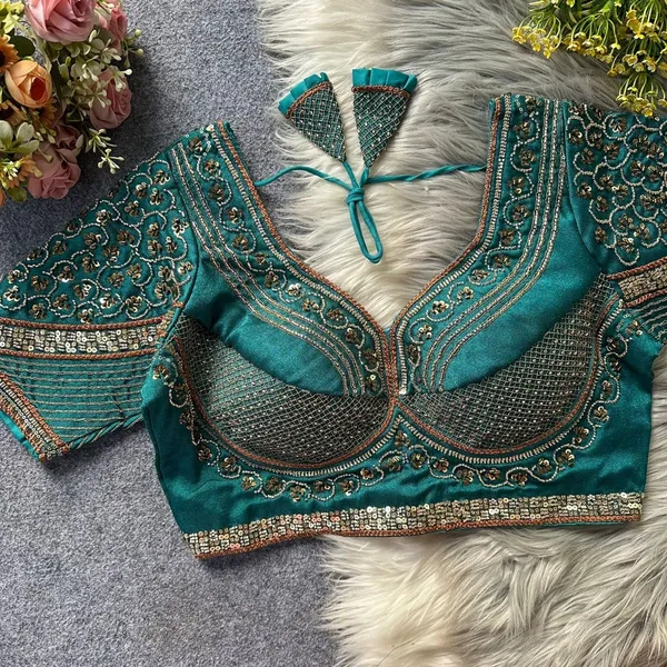 Teal_Italian_Silk_Blouse_For_Women