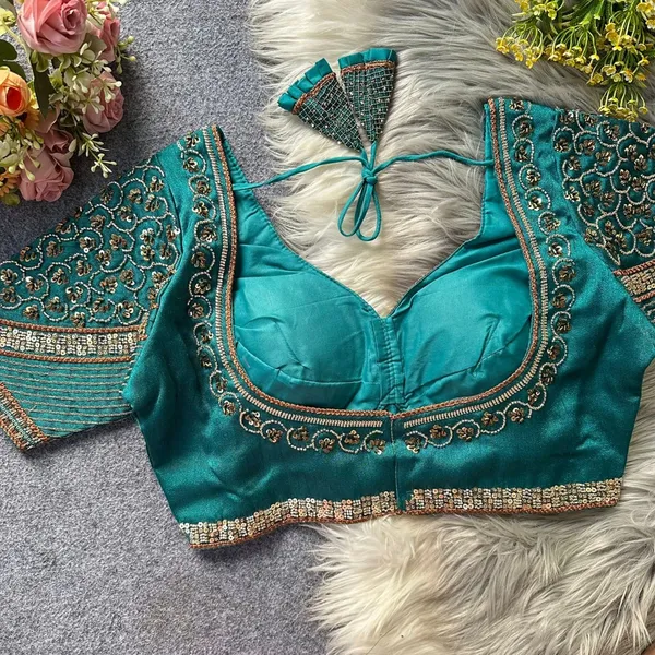 Teal_Italian_Silk_Blouse_For_Women