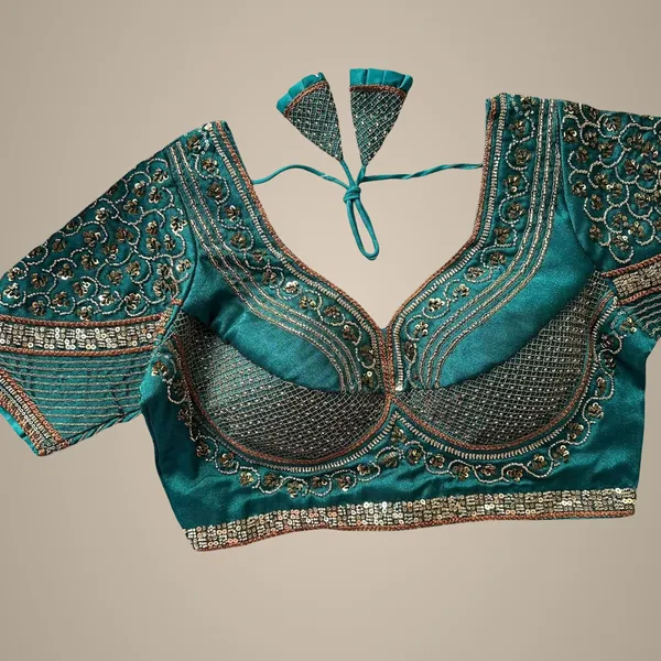 Teal_Italian_Silk_Blouse_For_Women