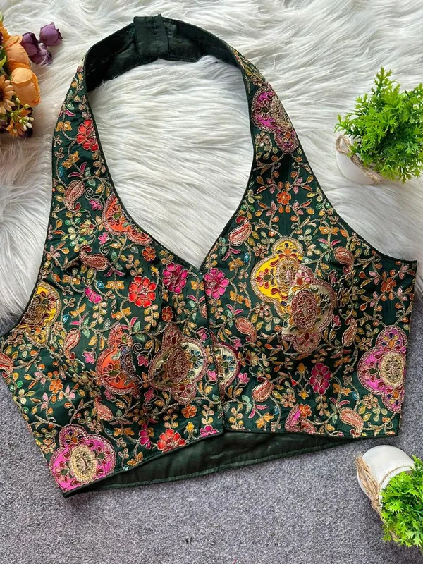 Dark_Green_Natural_Crepe_Blouse_For_Women