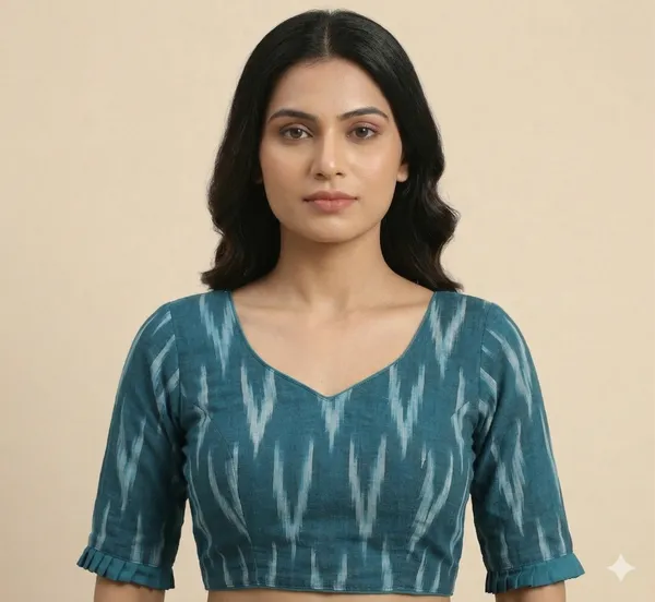 Navy_Blue_Cotton_Blouse_For_Women