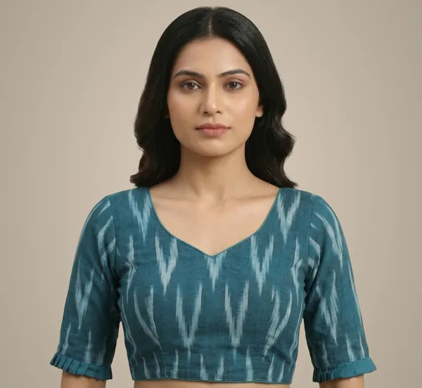 Navy_Blue_Cotton_Blouse_For_Women