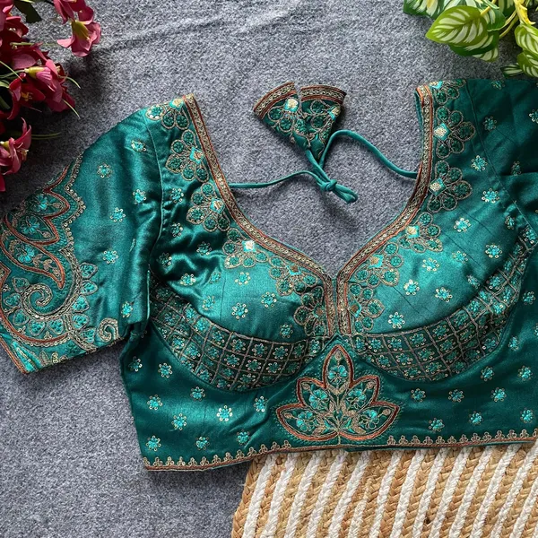 Teal_Natural_Crepe_Blouse_For_Women