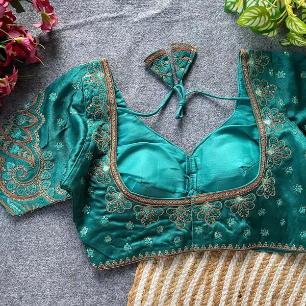 Teal_Natural_Crepe_Blouse_For_Women