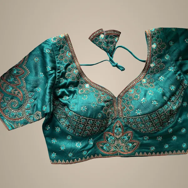 Teal_Natural_Crepe_Blouse_For_Women