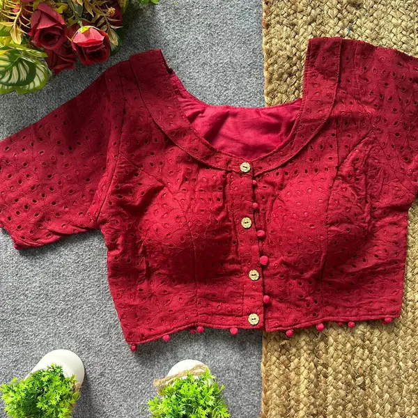 Pure_Cotton_Snowdrop_Collar_Boutique_Hakoba_Style_Blouse-D_Maroon
