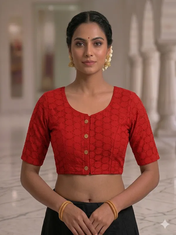 Red_Pure_Cotton_Hakoba_Boutique_Style_Blouse